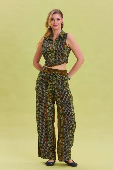 Beli Lastikli Kuşak Detaylı Yazlık Pantolon - Resim 6