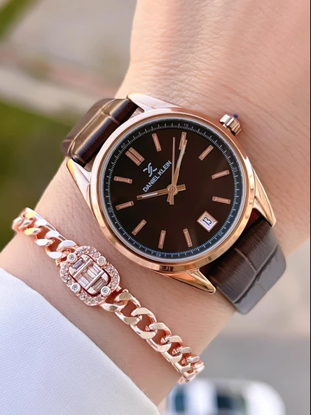 Daniel Klein Retro Vintage Seri Deri Kordon Suya Dayanıklı Kadın Kol Saati+Bileklik BDK.13770.5