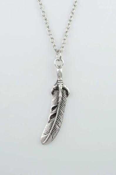 Kartal Pençesi - Kuş Tüyü Gümüş Kaplama Düz Zincir Kolye ürün görseli 1