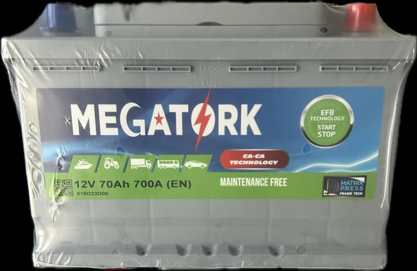 MEGATORK 12V 70 AH AMPER EFB START & STOP AKÜ
