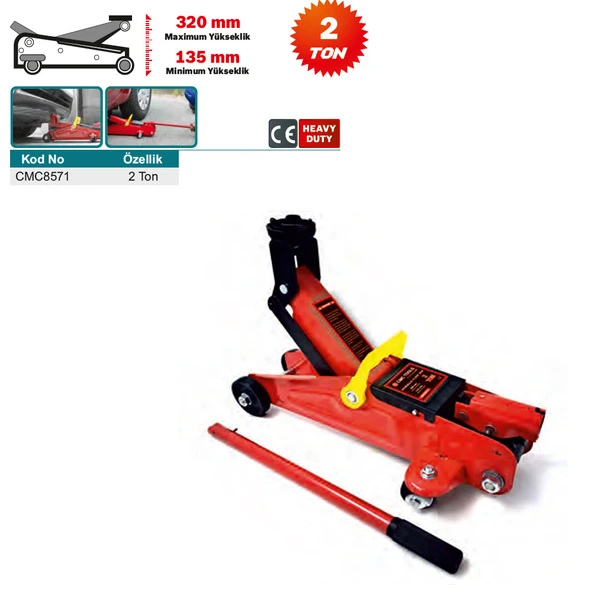 Cmc Hidrolik Arabalı Garaj Kriko 2 Ton Düşük Şase CMC8571 - 2