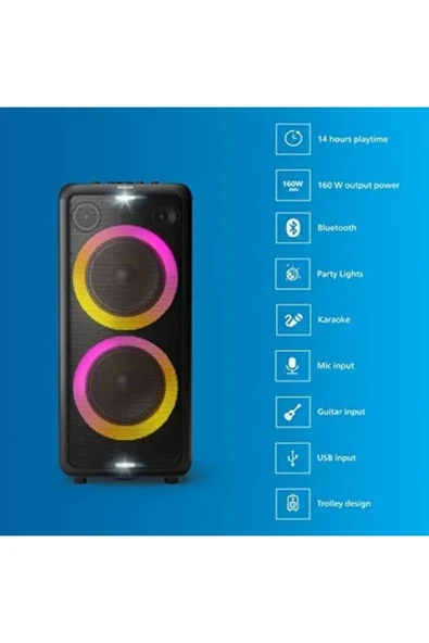 Tax 5206 Bluetooth Parti Hoparlörü Parti Isığı Siyah - 2