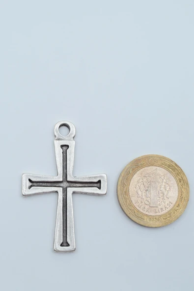 Haç Gümüş Kaplama Düz Zincir Kolye - Resim 4