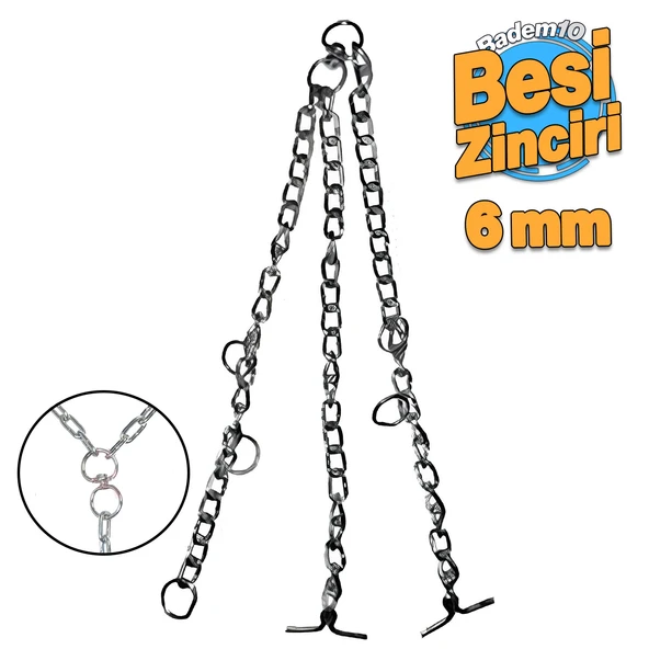 Yüksek Kalite Bükülü 2.5 Kg Besi Zinciri 6 mm 70 x 100 cm Küçük-Büyük Baş Hayvan Kurbanlık Zincir