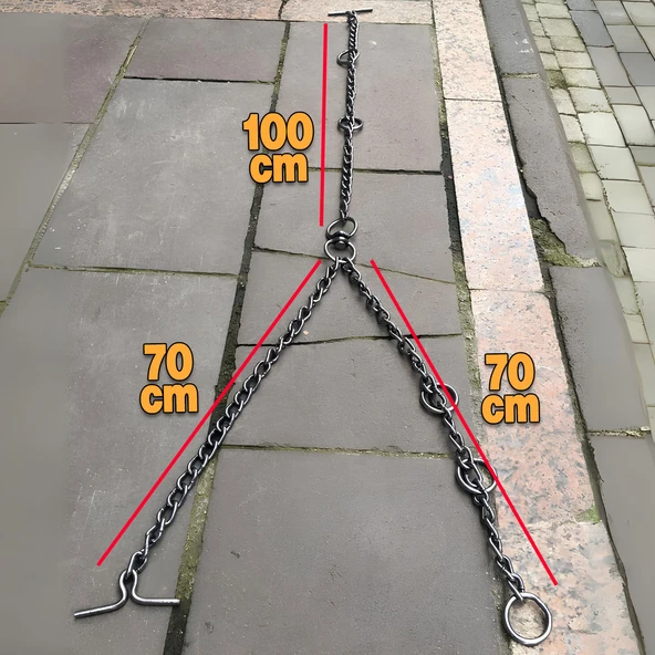 Yüksek Kalite Bükülü 2.5 Kg Besi Zinciri 7 mm 70 x 100 cm Küçük-Büyük Baş Hayvan Kurbanlık Zincir - 2