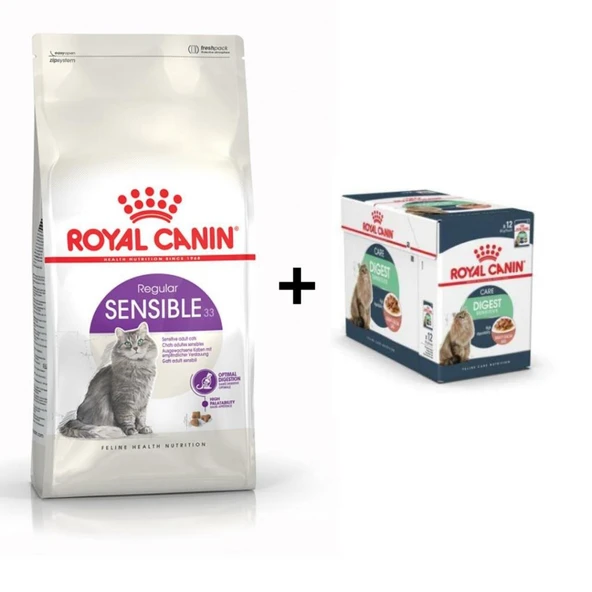 Royal Canin Sensible 33 Kuru Kedi Maması 2 kg + 12 Adet Yaş Mama