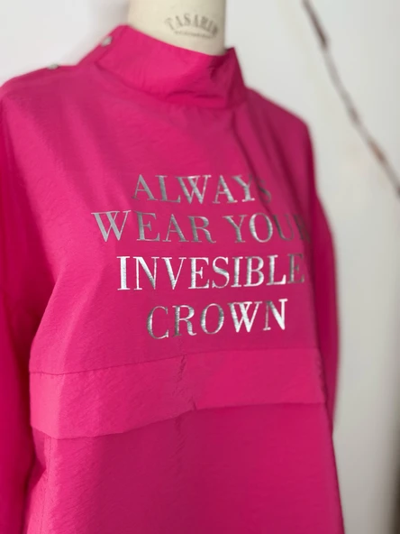 BASKILI ÇITÇIT DETAYLI SWEATSHIRT - 5