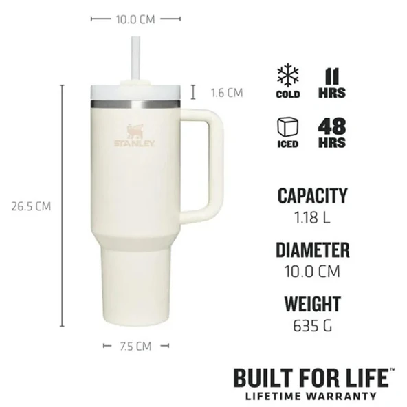 Stanley 10-10824-453 Quencher 1.18 Litre Pipetli Çelik Termos - Krem - 4