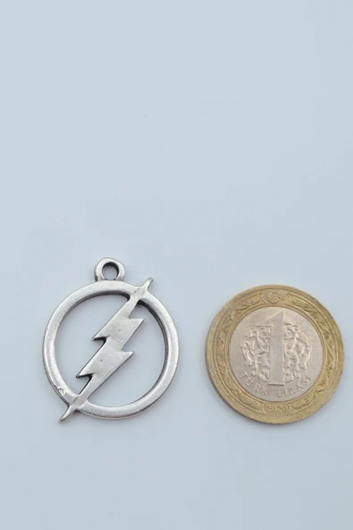 Şimşek - The Flash Gümüş Kaplama Düz Zincir Kolye - Resim 4