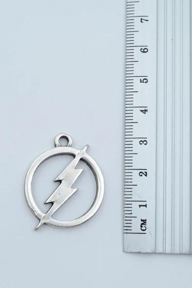 Şimşek - The Flash Gümüş Kaplama Düz Zincir Kolye - Resim 3