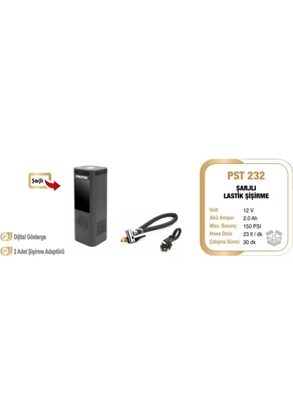Proter Pst 232 Şarjlı Lastik Şişirme USB Powerbank