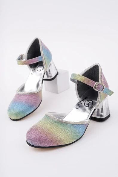 Muggo BLOSSOM Bilekten Bağlamalı Simli Işıklı Kız Çocuk Kısa Topuklu Ayakkabı - 9