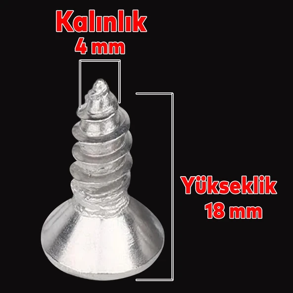 Sunta Vidası Sivri Uçlu Ahşap Tahta Ağaç Mobilya Ayak Kulp Vidası 4x18 Mm Paket 1000 Adet - 2