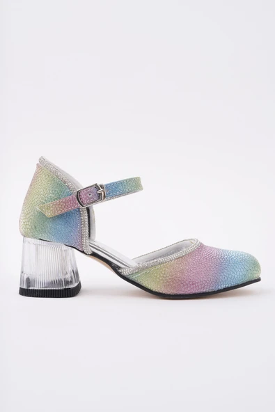 Muggo BLOSSOM Bilekten Bağlamalı Simli Işıklı Kız Çocuk Kısa Topuklu Ayakkabı - 6