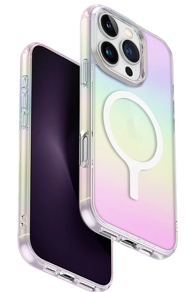 İphone 16 Pro Max Kılıf Holografik Renk Değiştiren Koruyucu  MagClick™ Kapak Polikarbonat Malzeme