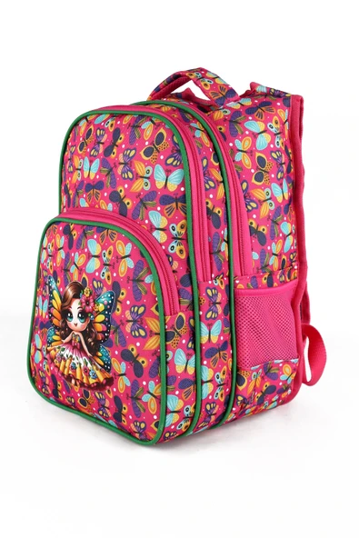 Lugmo 3 Lü İlkokul Çanta Seti Kız Çocuk Çantası Astarlı Kelebek Pembe - 4
