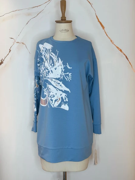 GÜMÜŞ VARAK BASKILI SWEATSHIRT