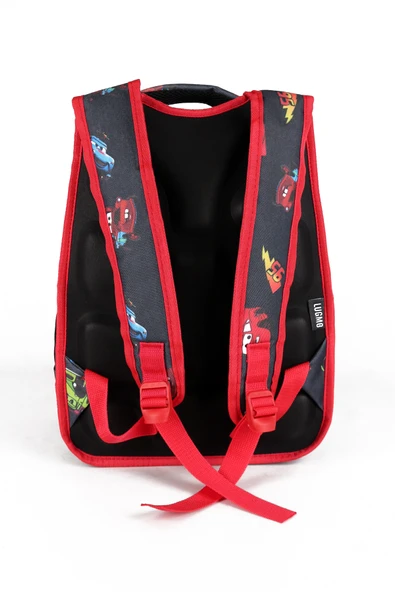 Lugmo 3 Lü İlkokul Çanta Seti Erkek Çocuk Çantası Astarlı Car Race Araba Siyah - Resim 6