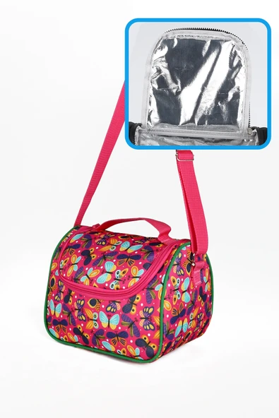 Lugmo 3 Lü İlkokul Çanta Seti Kız Çocuk Çantası Astarlı Kelebek Pembe - 6