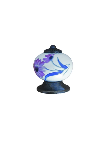 Kreas Beyaz Porselen Dolap Kulpu Mobilya Düğmesi Kulpu(BEYAZ - ANTİK BAKIR)(PORSELEN)(TEK DELİK)(32-25) Antik Bakır Tek Delik TEK DELİK - 1 ADET - Resim 3