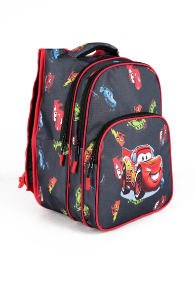 Lugmo 3 Lü İlkokul Çanta Seti Erkek Çocuk Çantası Astarlı Car Race Araba Siyah - Resim 2