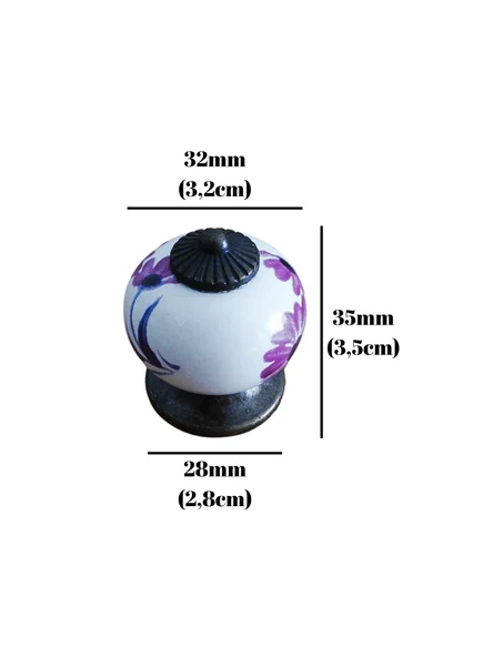 Kreas Beyaz Porselen Dolap Kulpu Mobilya Düğmesi Kulpu(BEYAZ - ANTİK BAKIR)(PORSELEN)(TEK DELİK)(32-25) Antik Bakır Tek Delik TEK DELİK - 4 ADET - Resim 4