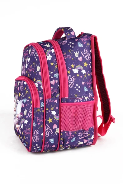 Lugmo 3 Lü İlkokul Çanta Seti Kız Çocuk Çantası Astarlı Love Kelebek Mor - Resim 4