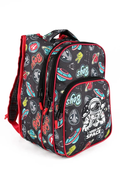 Lugmo 3 Lü İlkokul Çanta Seti Erkek Çocuk Çantası Astarlı Astronot Siyah - Resim 2