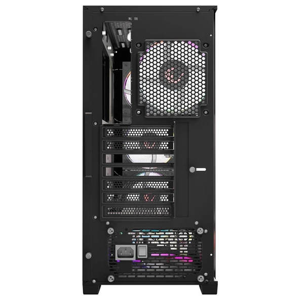 Rampage VOYAGER 750W 80+ BRONZE Siyah 4*RGB Auto Fan ATX Mid-T Gaming Oyuncu Kasası - 6