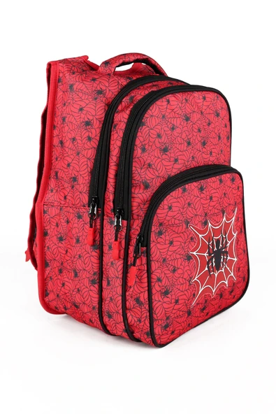 Lugmo 3 Lü İlkokul Çanta Seti Erkek Çocuk Çantası Astarlı Örümcek Adam Kırmızı - 2
