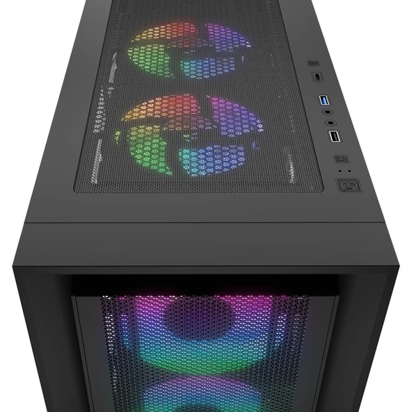 Rampage VOYAGER 750W 80+ BRONZE Siyah 4*RGB Auto Fan ATX Mid-T Gaming Oyuncu Kasası - 5