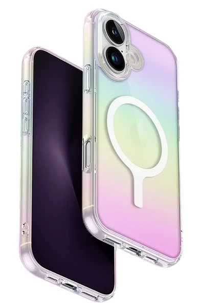 İphone 16 Plus Kılıf Holografik Renk Değiştiren Koruyucu  MagClick™ Kapak Hibrit Polikarbonat Malzeme
