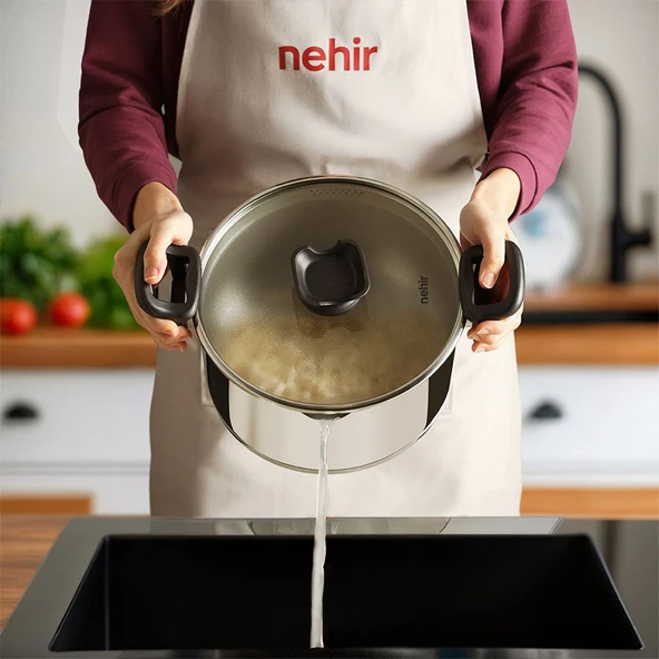 Nehir Napoli 24 Cm Paslanmaz Çelik Süzgeç Kapaklı Tencere - 2