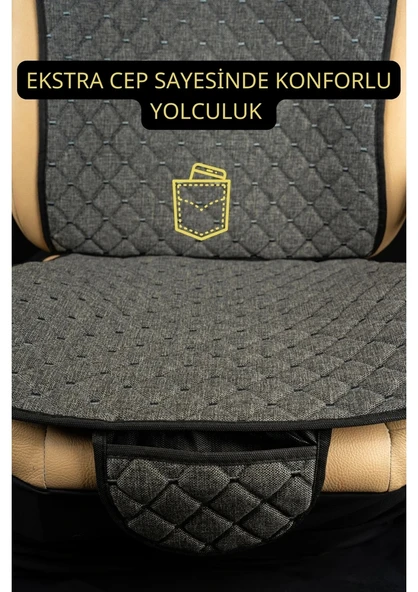 Ford Mondeo 2007-2014Terletmez Kaymaz Keten Oto Minder Kılıf Komple Set(7Parça) Füme - Resim 3