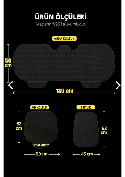 Toyota Yaris 2005 - 2013 Terletmez Kaymaz Keten Oto Minder Kılıf Komple Set(7Parça) Gri - Resim 5