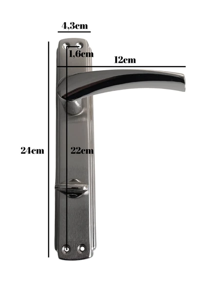 Serçe Bravo Krom Kapı Kolu Tuvalet(WC) ve Banyo Kapısı Kolu Aynalı Bir Kapılık(WC)(1 Takım)(SOL - SAĞ) Krom Sol - 4