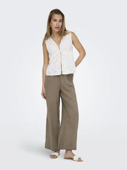 ONLY Bayan Keten Rahat Beli Lastikli Pantolon 15259590