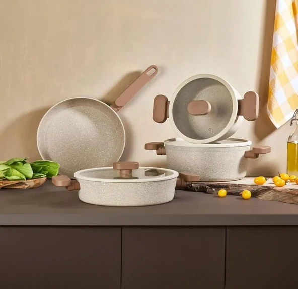 Lavonni 7 Parça Granit Tencere Seti (silikon kenaelı cam kapak) - 4