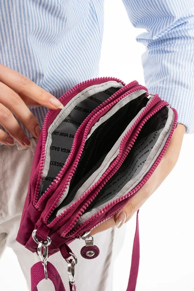M 231 Mega Bag Krinkıl Kumaş Unisex El Omuz Çantası, Telefonluk (yatay), Clutch - 6