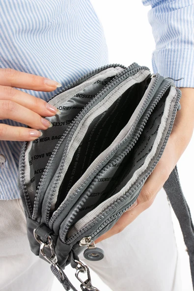 M 231 Mega Bag Krinkıl Kumaş Unisex El Omuz Çantası, Telefonluk (yatay), Clutch - 9