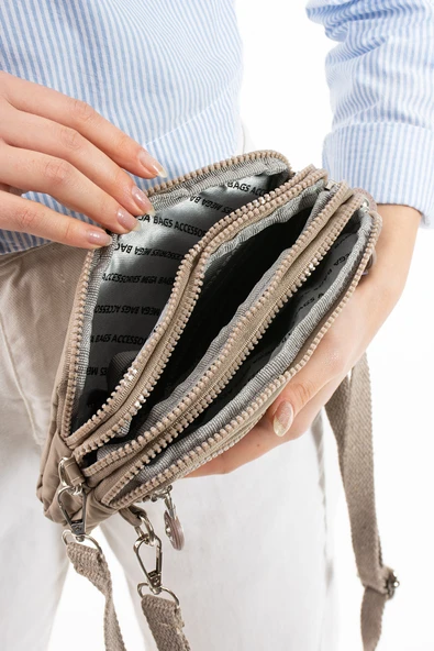M 231 Mega Bag Krinkıl Kumaş Unisex El Omuz Çantası, Telefonluk (yatay), Clutch - 3