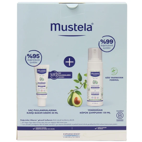 Mustela Konak Önleyici Yenidoğan Köpük Şampuanı 150 ml + Saç Pullanma Karşıtı Krem 40 ml Kofre - 2