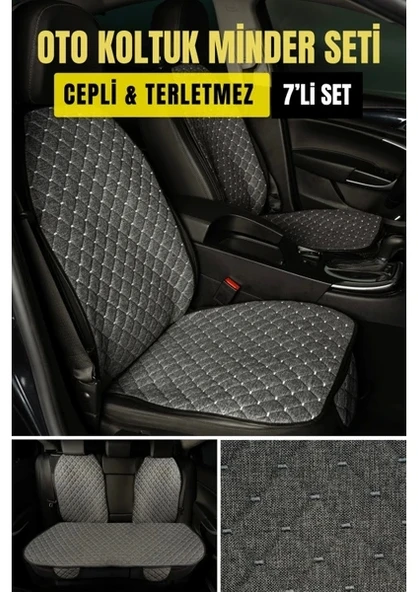 Volkswagen Golf 5 2003-2009Terletmez Kaymaz Keten Oto Minder Kılıf Komple Set ( 7 Parça ) Füme
