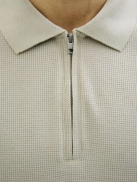 Jack Jones Austın Zıp Fermuarlı  Polo Yaka Erkek Tişört 12279177 - 2