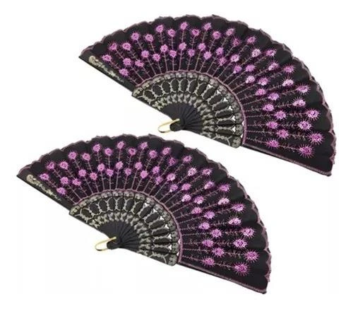 Beluga Yelpaze Şık Siyah Pembe Pullu Yelpaze 2 Adet