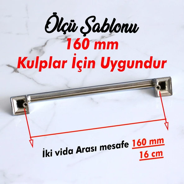 Metal Kulp Mutfak Dolabı Mobilya Dolap Kapak Çekmece Kulpları Kulbu Kulpu 16 cm 160 mm Krom - Resim 3