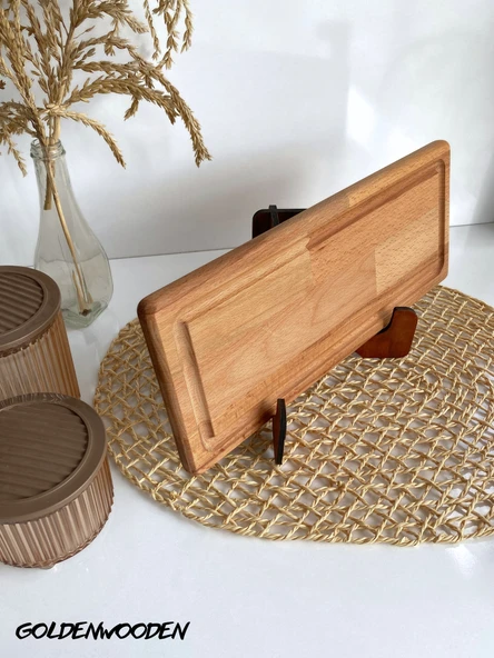 Dikdörtgen Doğal Ahşap Sunum Tabağı Ahşap Sunumluk(KAYIN/GÜRGEN) Kayın BOY:38cm EN:15cm - 3