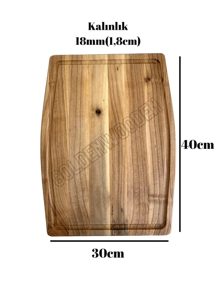 Dış Bükey Doğal Ahşap Sunum Tabağı Ahşap Sunumluk(CEVİZ AĞACI) Ceviz BOY:40cm EN:30cm - 4