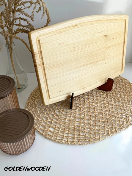 Dış Bükey Doğal Ahşap Sunum Tabağı Ahşap Sunumluk(BEYAZ ÇAM) Beyaz Çam BOY:40cm EN:30cm - 2