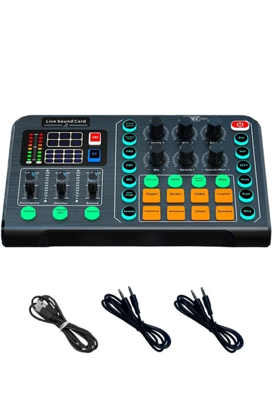 Midex VS13 Üst Kalite Canlı Yayın Stüdyo Kayıt Ses Kartı Efektli Radyo Mikseri - 2